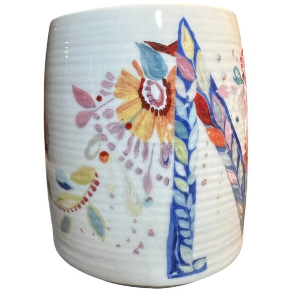 ANTHROPOLOGIE Starla M Halfmann Letter M Monogram Floral Mug Coffee Cup 14 oz - Picture 4 of 15